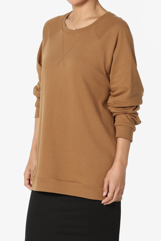 Carlene Cotton Raglan Sleeve Pullover Top DEEP CAMEL_3