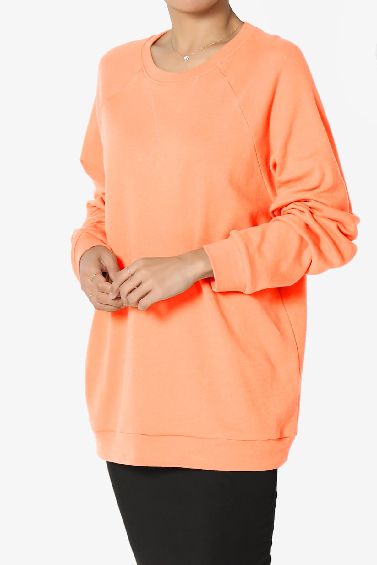 Carlene Cotton Raglan Sleeve Pullover Top NEON CORAL_3