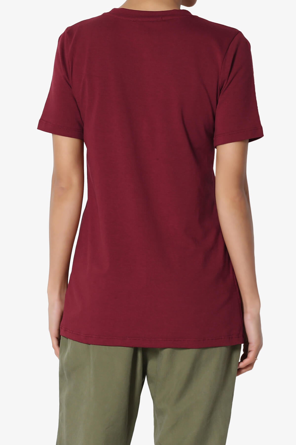 Elora Crew Neck Short Sleeve T-Shirt BURGUNDY_2