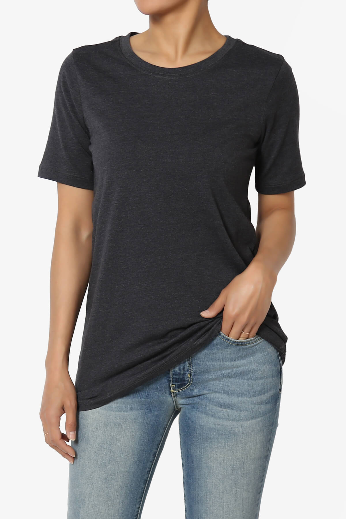 Elora Crew Neck Short Sleeve T-Shirt CHARCOAL_1