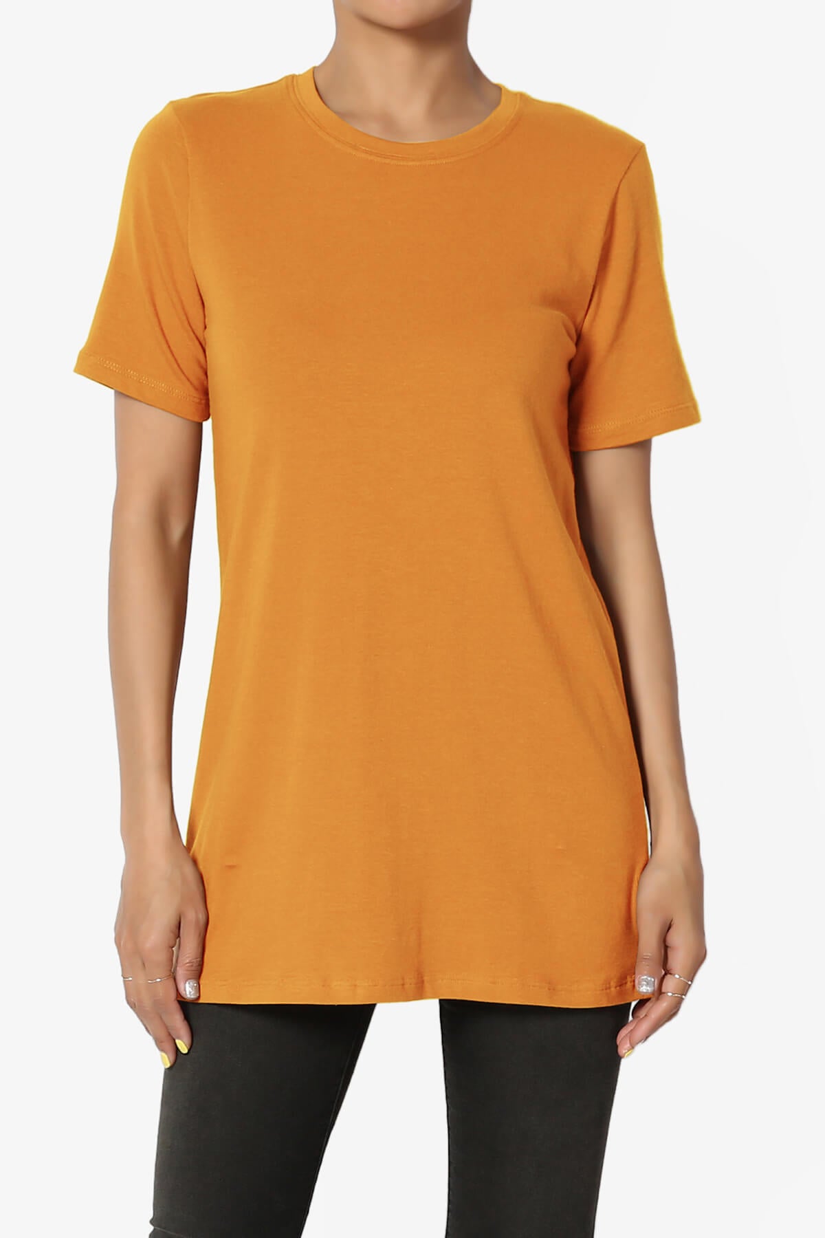 Elora Crew Neck Short Sleeve T-Shirt D. MUSTARD_1