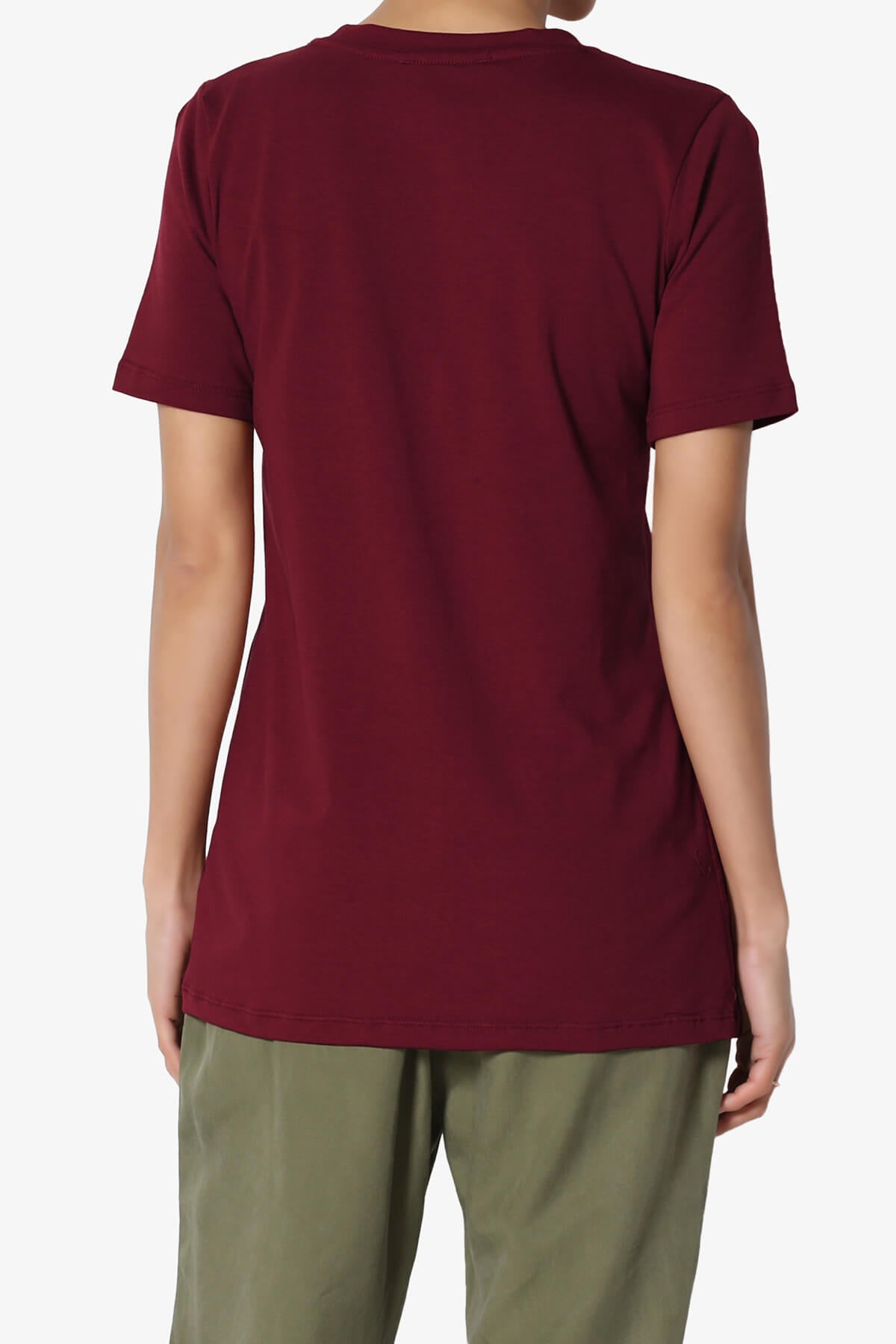 Elora Crew Neck Short Sleeve T-Shirt DARK BURGUNDY_2