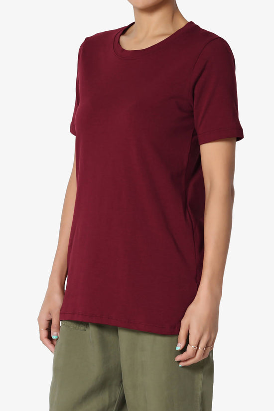Elora Crew Neck Short Sleeve T-Shirt DARK BURGUNDY_3