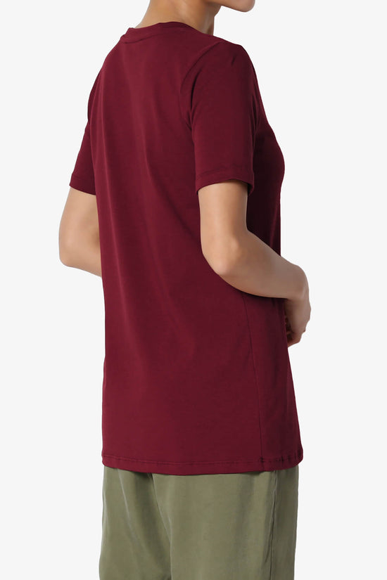 Elora Crew Neck Short Sleeve T-Shirt DARK BURGUNDY_4