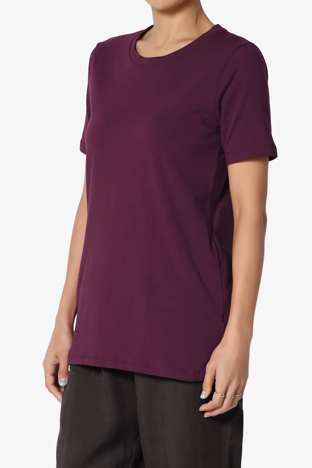 Elora Crew Neck Short Sleeve T-Shirt DARK PLUM_3