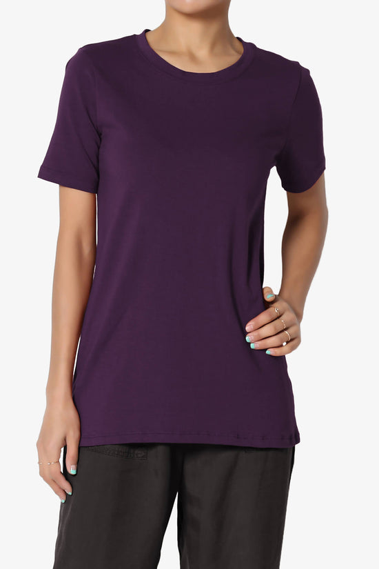 Elora Crew Neck Short Sleeve T-Shirt DARK PURPLE_1