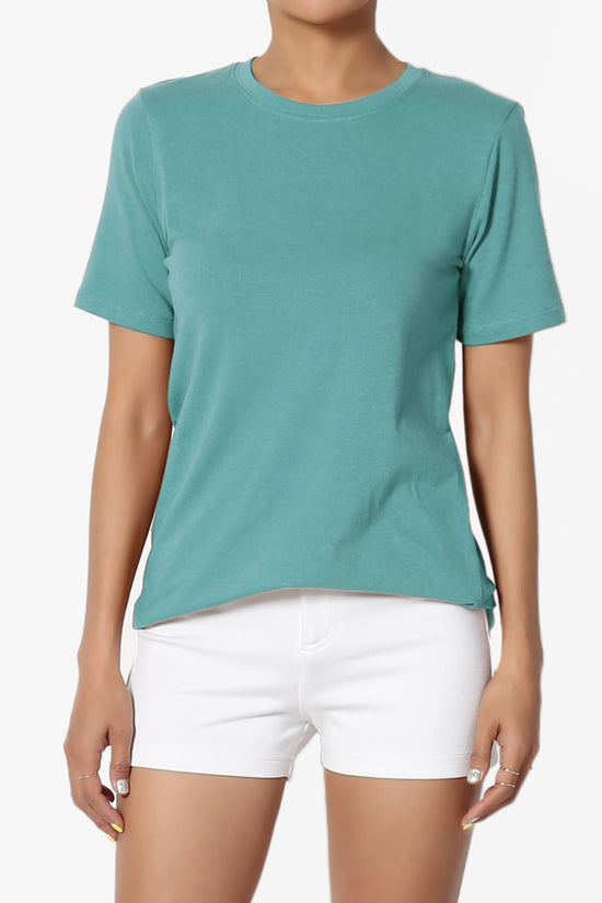 Elora Crew Neck Short Sleeve T-Shirt DUSTY TEAL_1