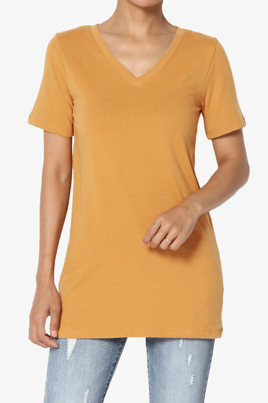 Elora V-Neck Short Sleeve T-Shirt GOLDEN MUSTARD_1