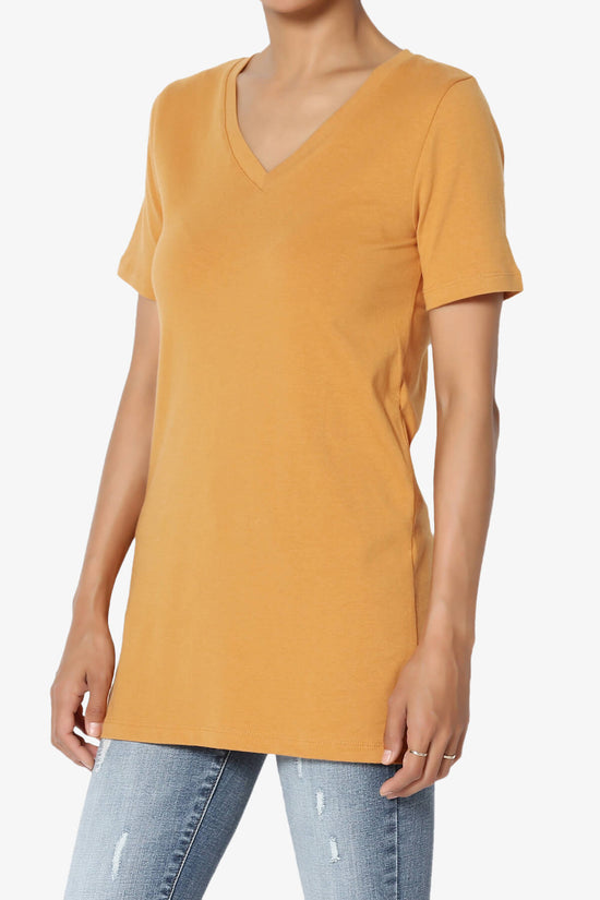 Elora V-Neck Short Sleeve T-Shirt GOLDEN MUSTARD_3