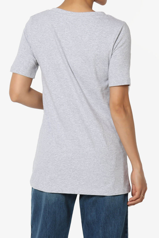 Elora V-Neck Short Sleeve T-Shirt HEATHER GREY_2