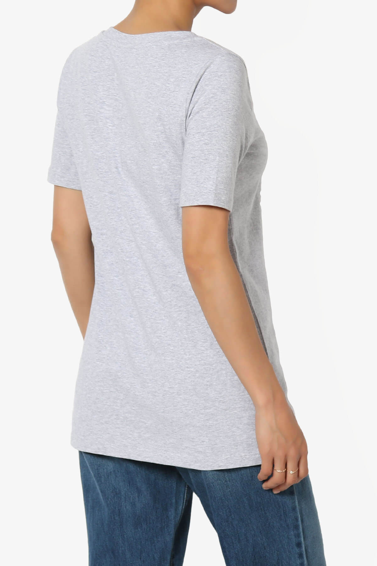 Elora V-Neck Short Sleeve T-Shirt HEATHER GREY_4