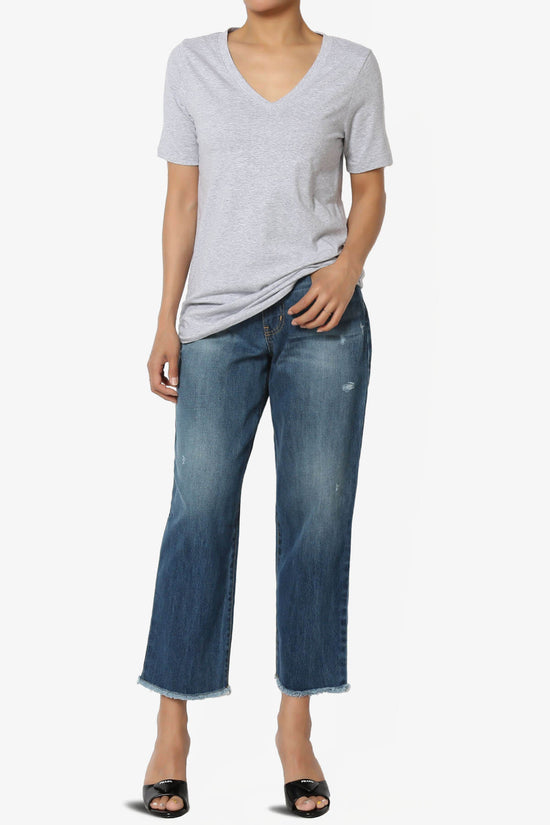 Elora V-Neck Short Sleeve T-Shirt HEATHER GREY_6