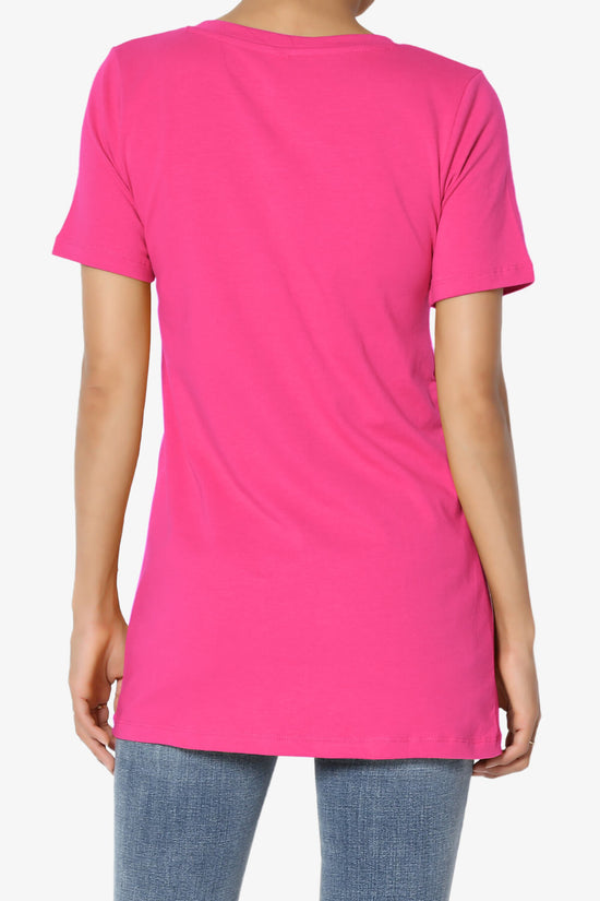 Elora V-Neck Short Sleeve T-Shirt HOT PINK_2