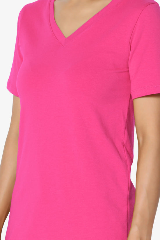 Elora V-Neck Short Sleeve T-Shirt HOT PINK_5