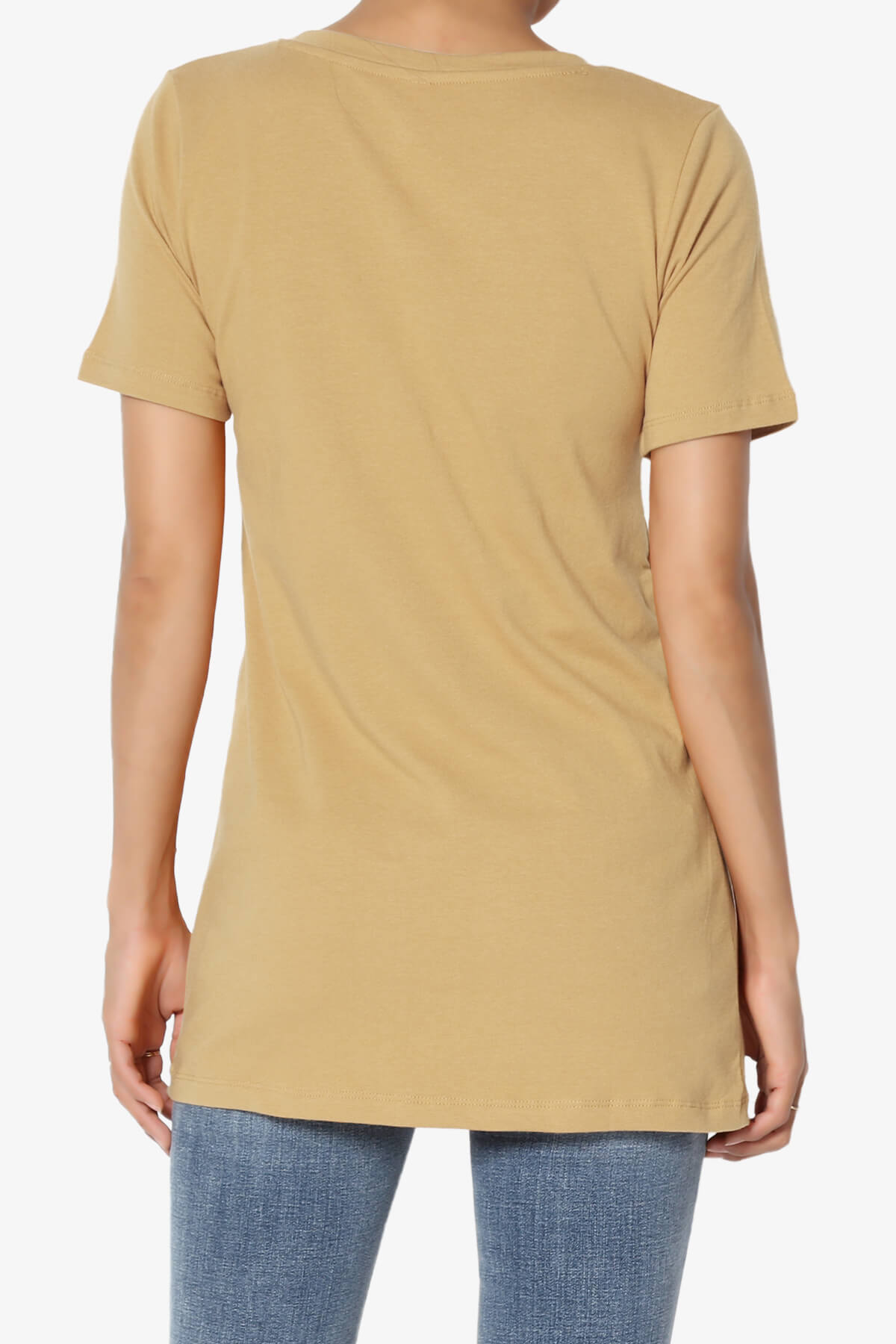 Elora V-Neck Short Sleeve T-Shirt KHAKI_2