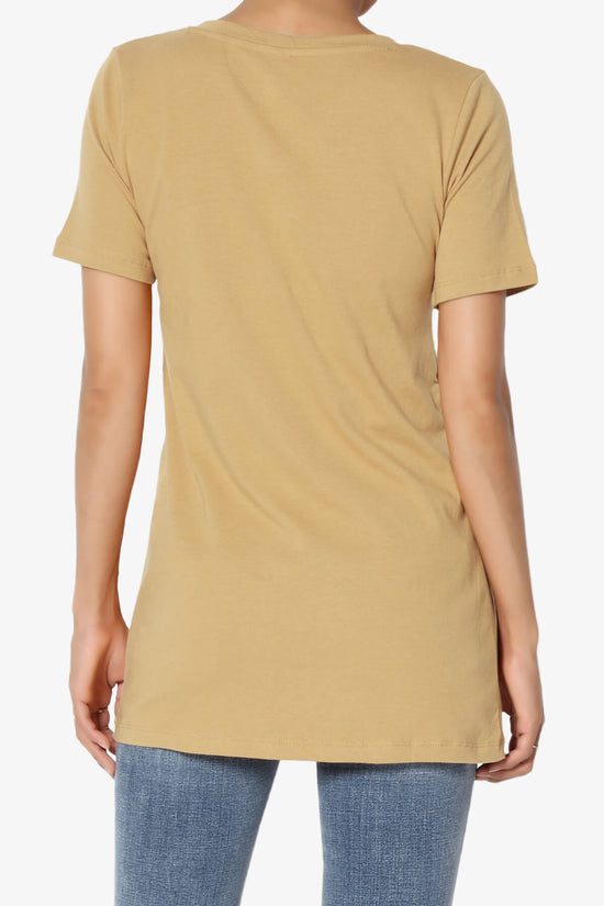 Elora V-Neck Short Sleeve T-Shirt KHAKI_2