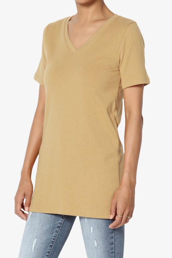 Elora V-Neck Short Sleeve T-Shirt KHAKI_3