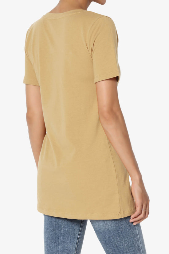 Elora V-Neck Short Sleeve T-Shirt KHAKI_4