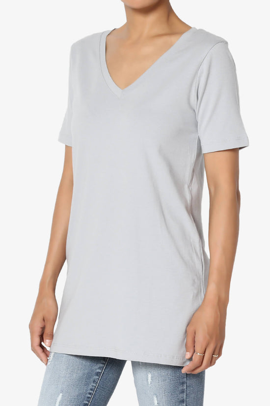 Elora V-Neck Short Sleeve T-Shirt LIGHT GREY_3