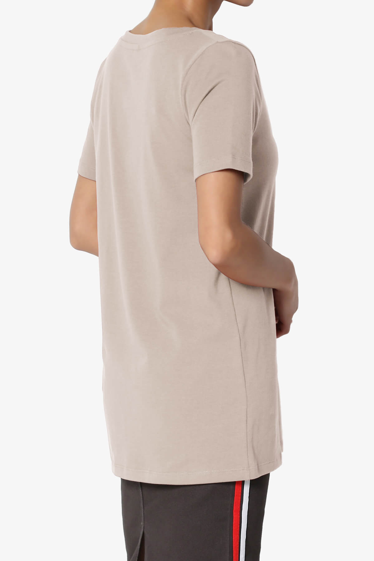 Elora V-Neck Short Sleeve T-Shirt LIGHT MOCHA_4