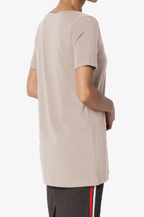 Elora V-Neck Short Sleeve T-Shirt LIGHT MOCHA_4