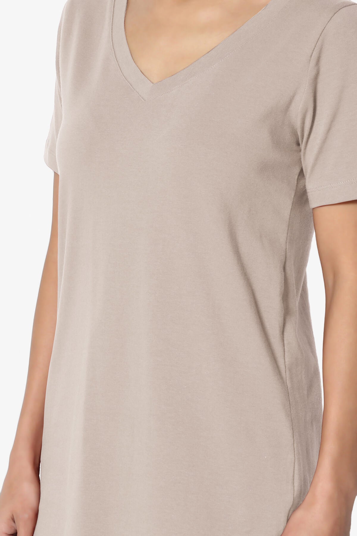 Elora V-Neck Short Sleeve T-Shirt LIGHT MOCHA_5