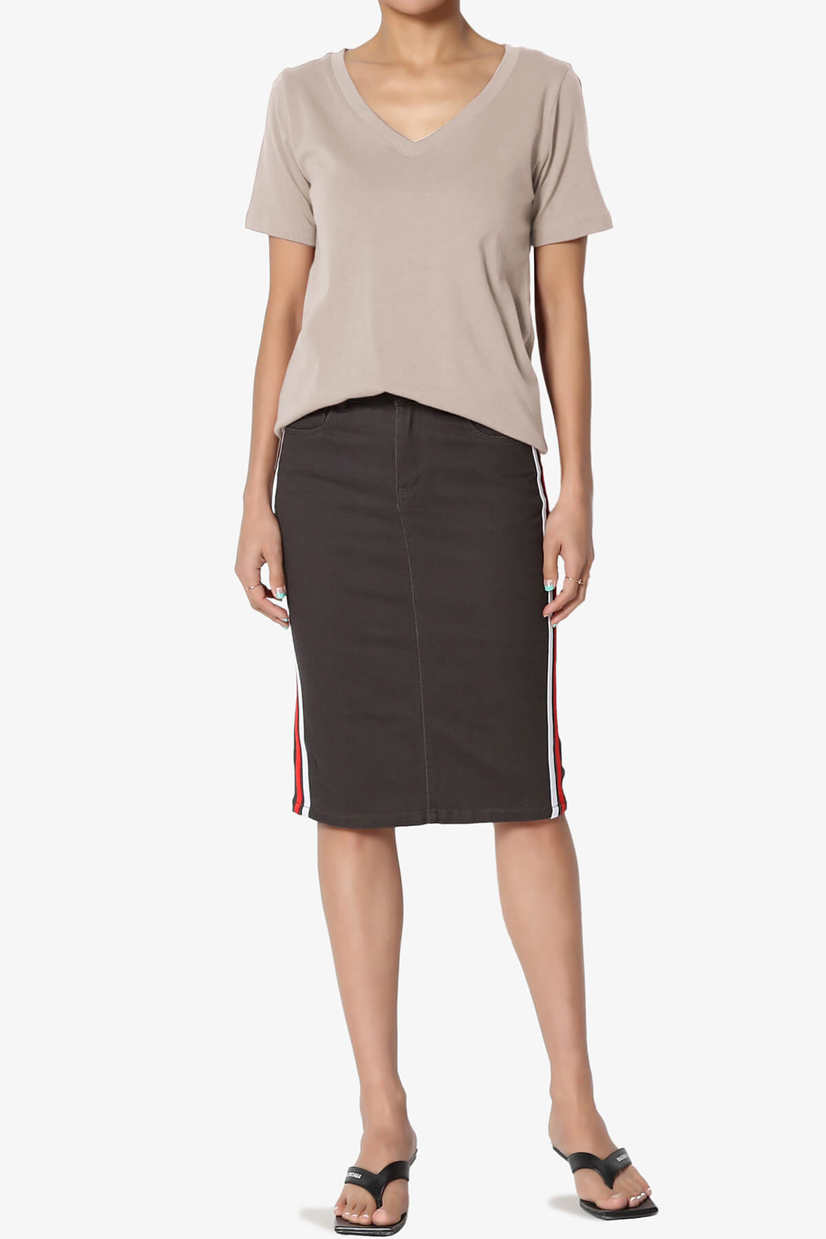 Elora V-Neck Short Sleeve T-Shirt LIGHT MOCHA_6