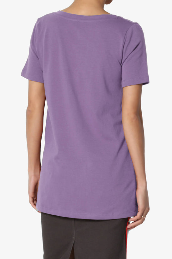 Elora V-Neck Short Sleeve T-Shirt LILAC GREY_2