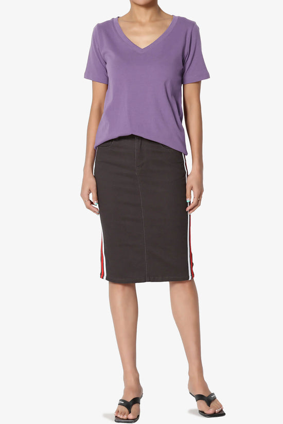 Elora V-Neck Short Sleeve T-Shirt LILAC GREY_6