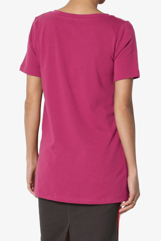Elora V-Neck Short Sleeve T-Shirt MAGENTA_2