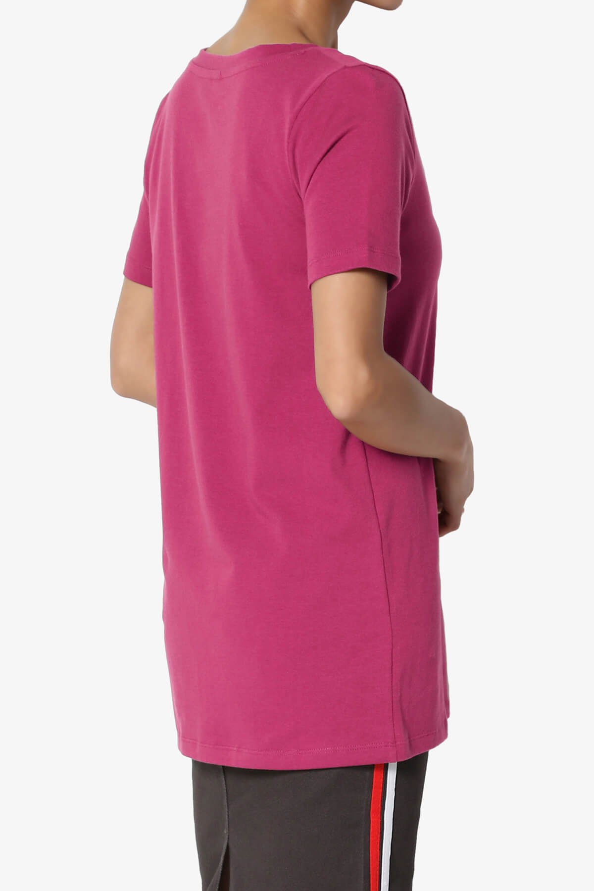Elora V-Neck Short Sleeve T-Shirt MAGENTA_4
