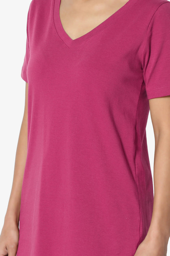 Elora V-Neck Short Sleeve T-Shirt MAGENTA_5
