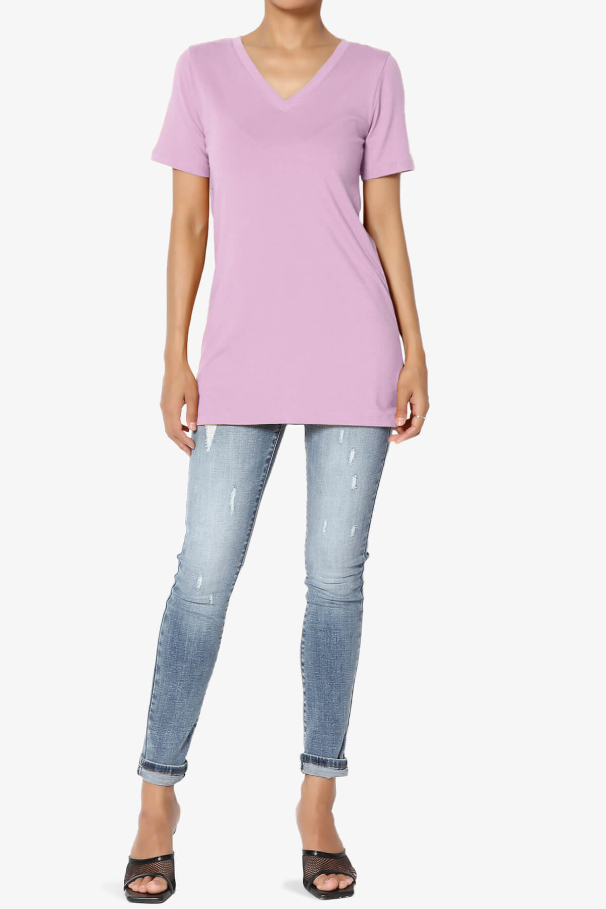 Elora V-Neck Short Sleeve T-Shirt MAUVE_6