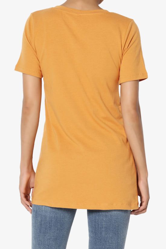 Elora V-Neck Short Sleeve T-Shirt MUSTARD_2