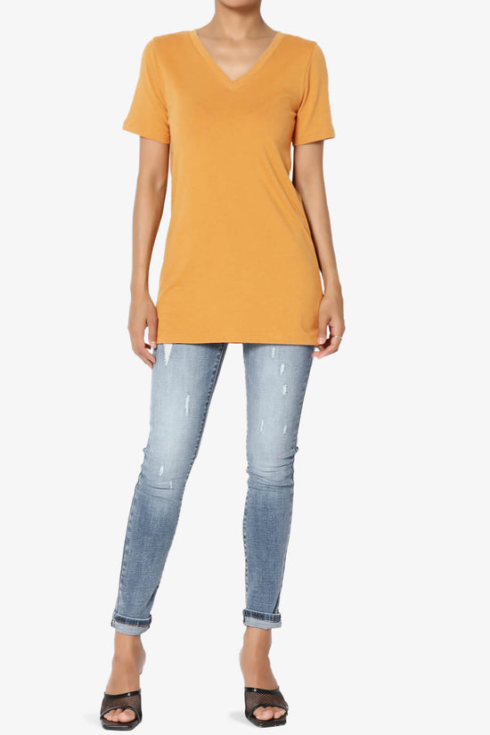 Elora V-Neck Short Sleeve T-Shirt MUSTARD_6