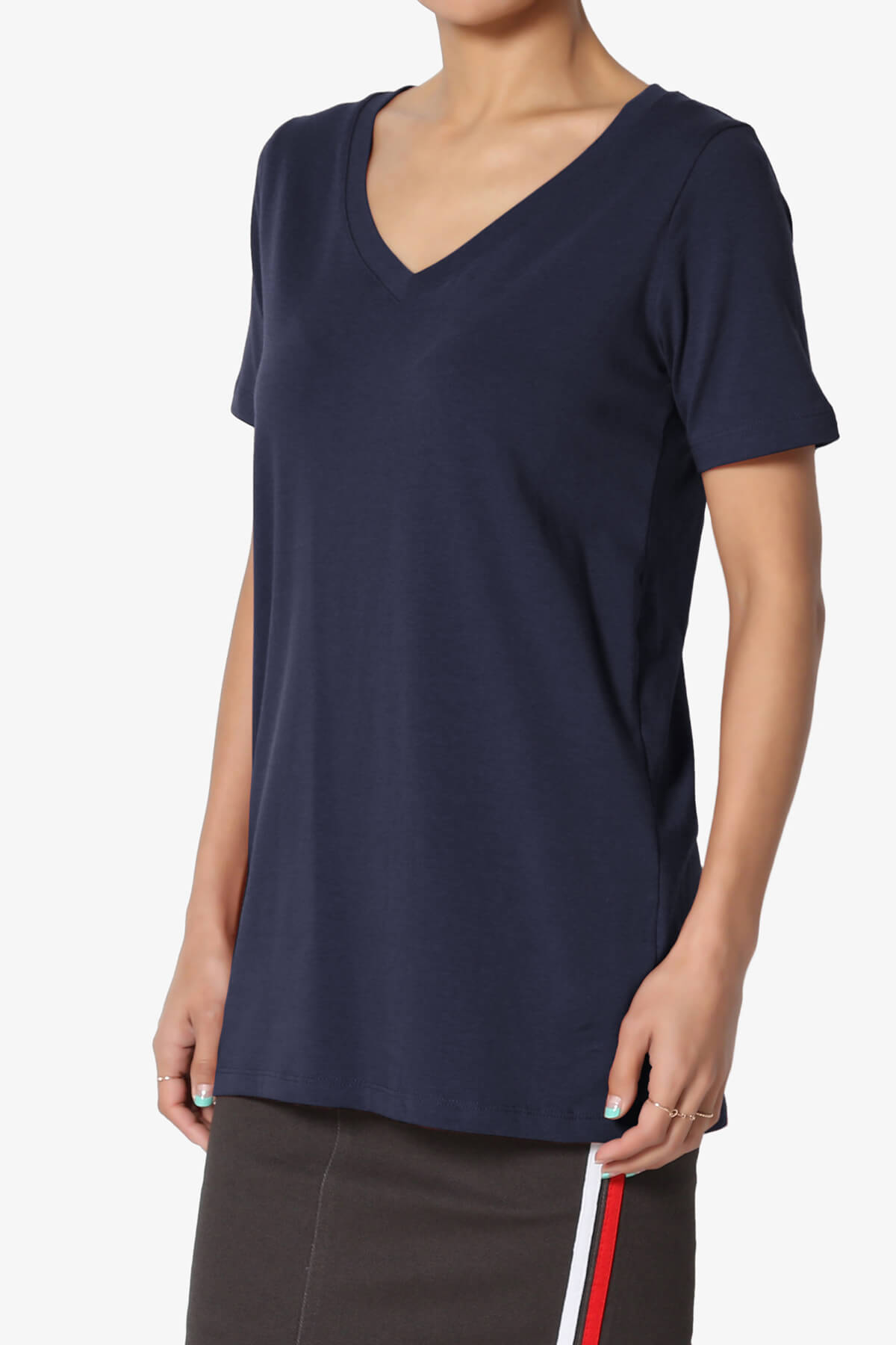 Elora V-Neck Short Sleeve T-Shirt NAVY_3
