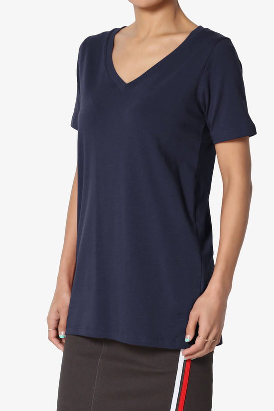 Elora V-Neck Short Sleeve T-Shirt NAVY_3