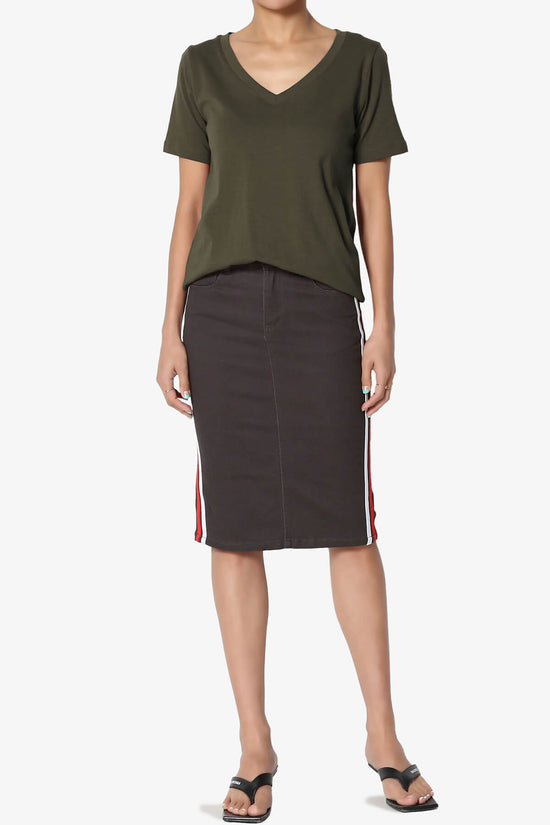Elora V-Neck Short Sleeve T-Shirt OLIVE_6