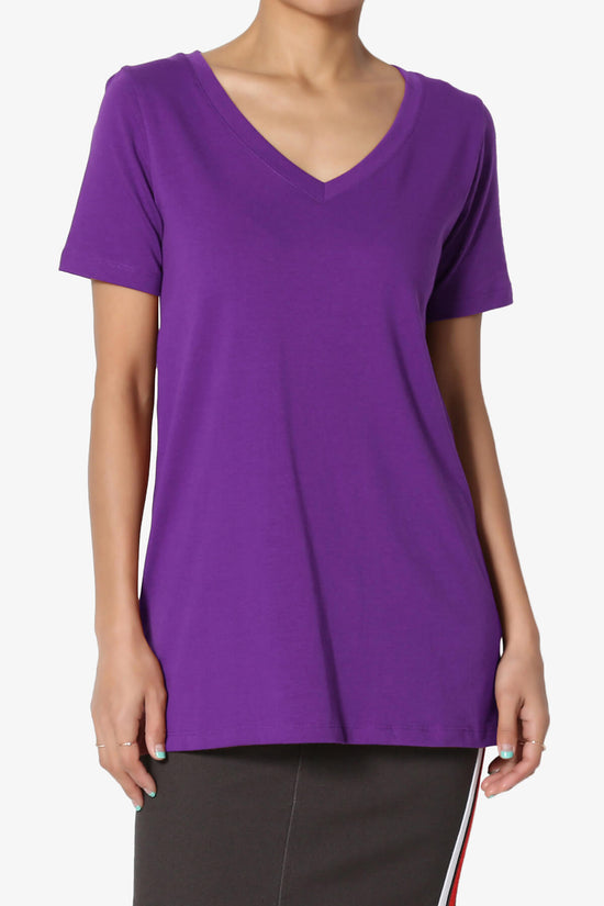 Elora V-Neck Short Sleeve T-Shirt PURPLE_1