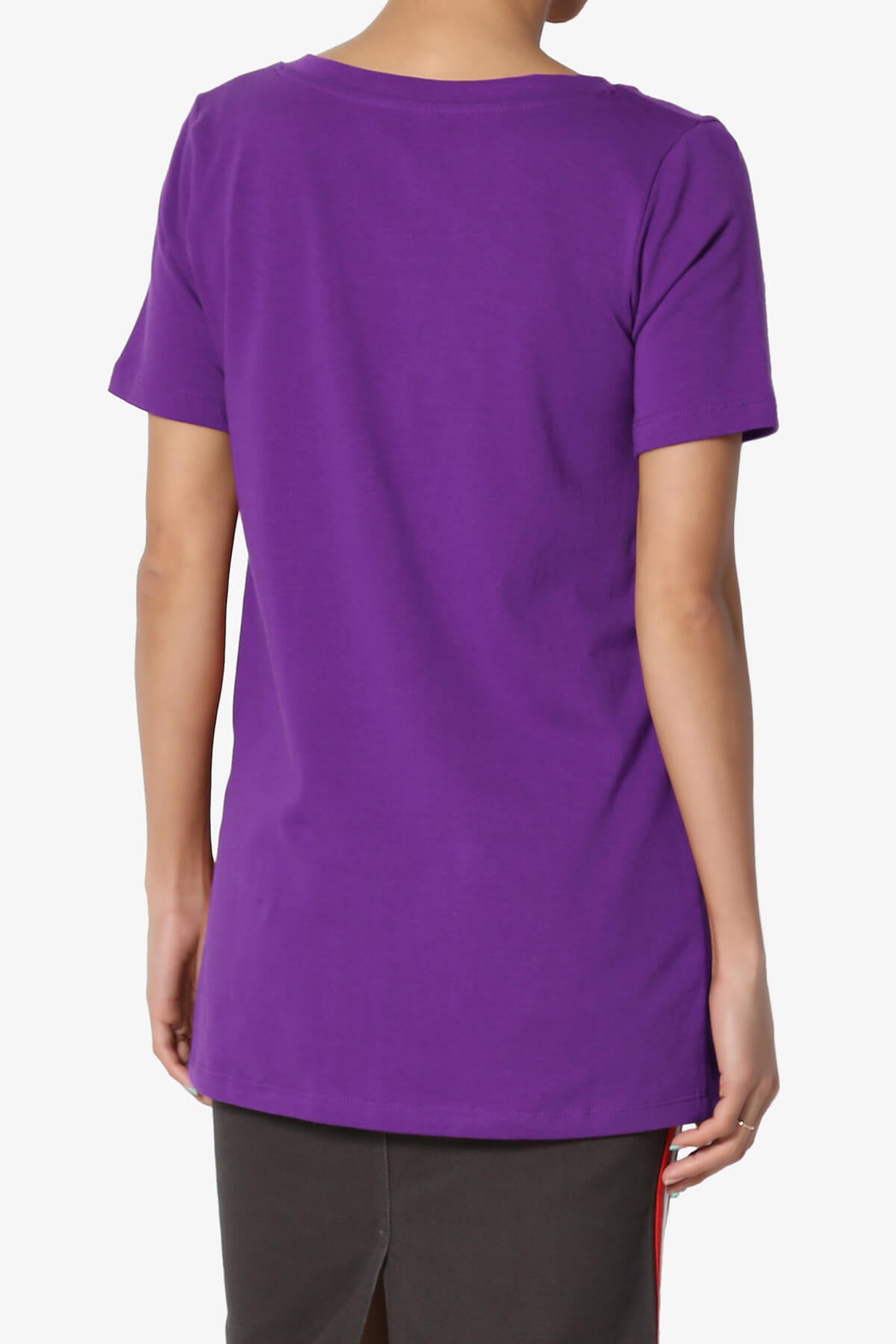 Elora V-Neck Short Sleeve T-Shirt PURPLE_2
