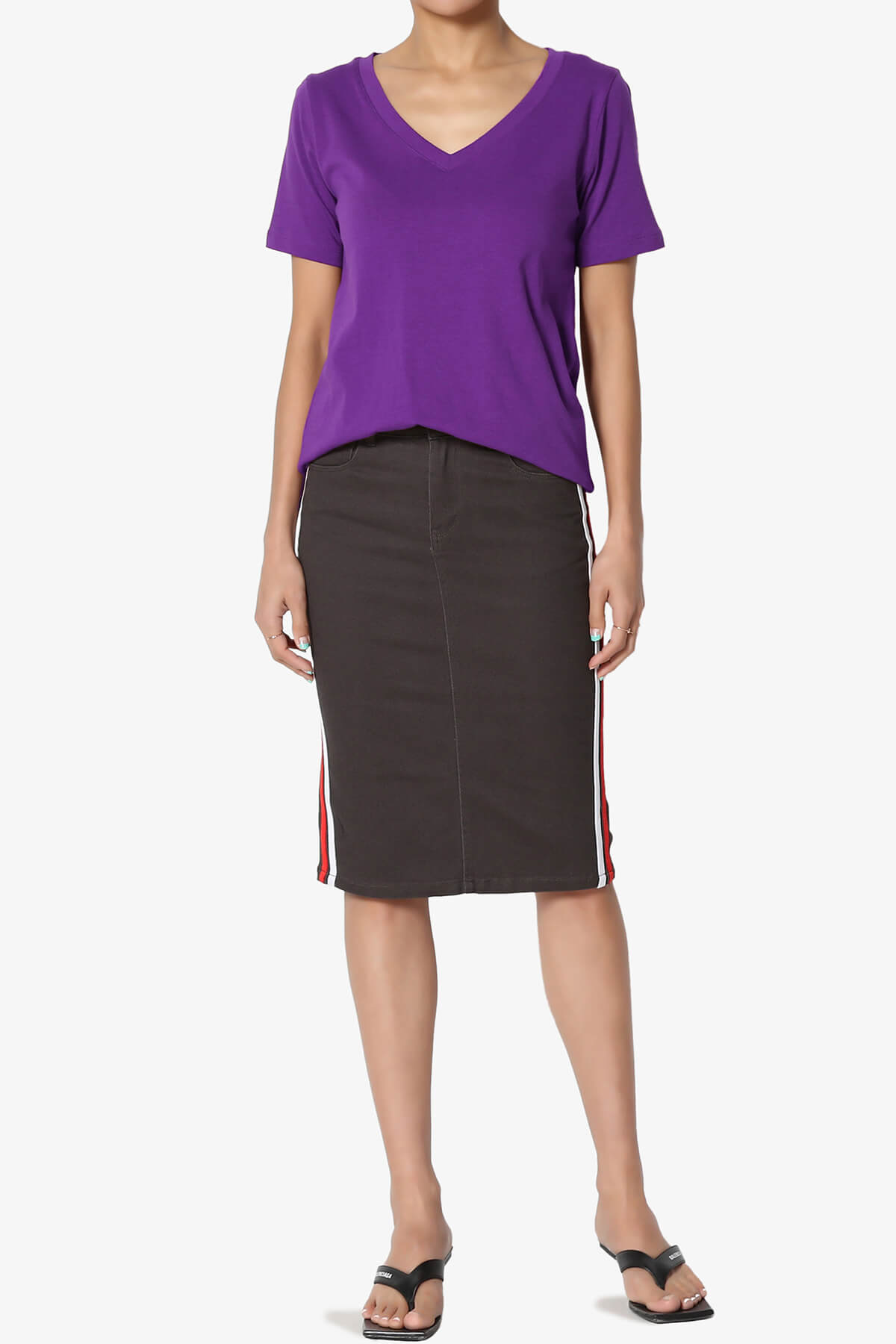 Elora V-Neck Short Sleeve T-Shirt PURPLE_6
