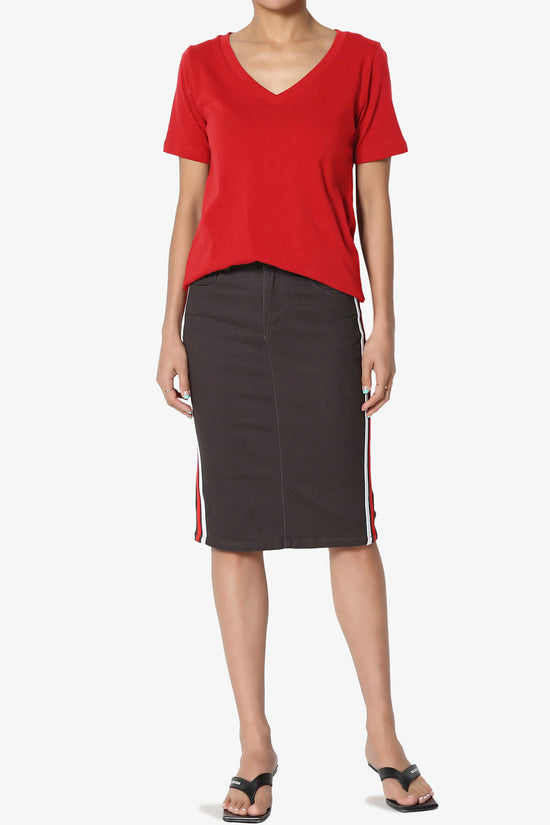 Elora V-Neck Short Sleeve T-Shirt RED_6