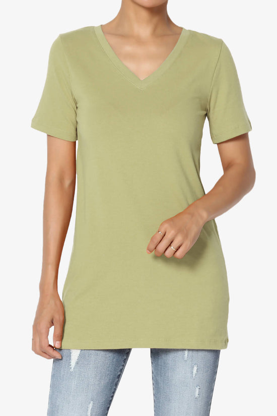 Elora V-Neck Short Sleeve T-Shirt SAGE_1