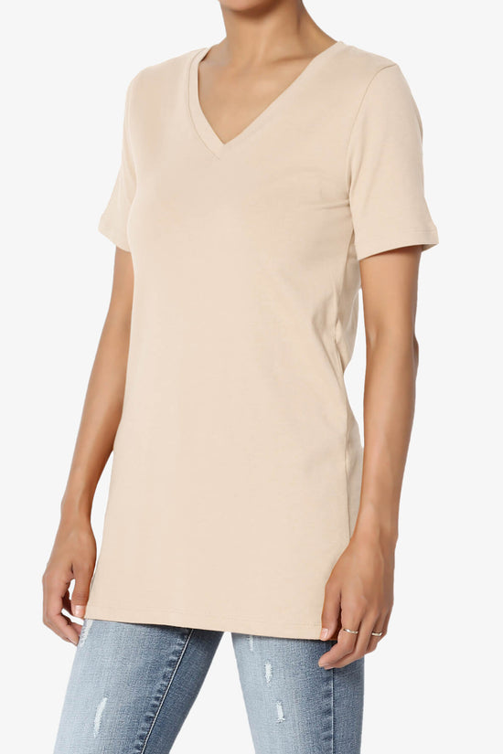 Elora V-Neck Short Sleeve T-Shirt SAND_3