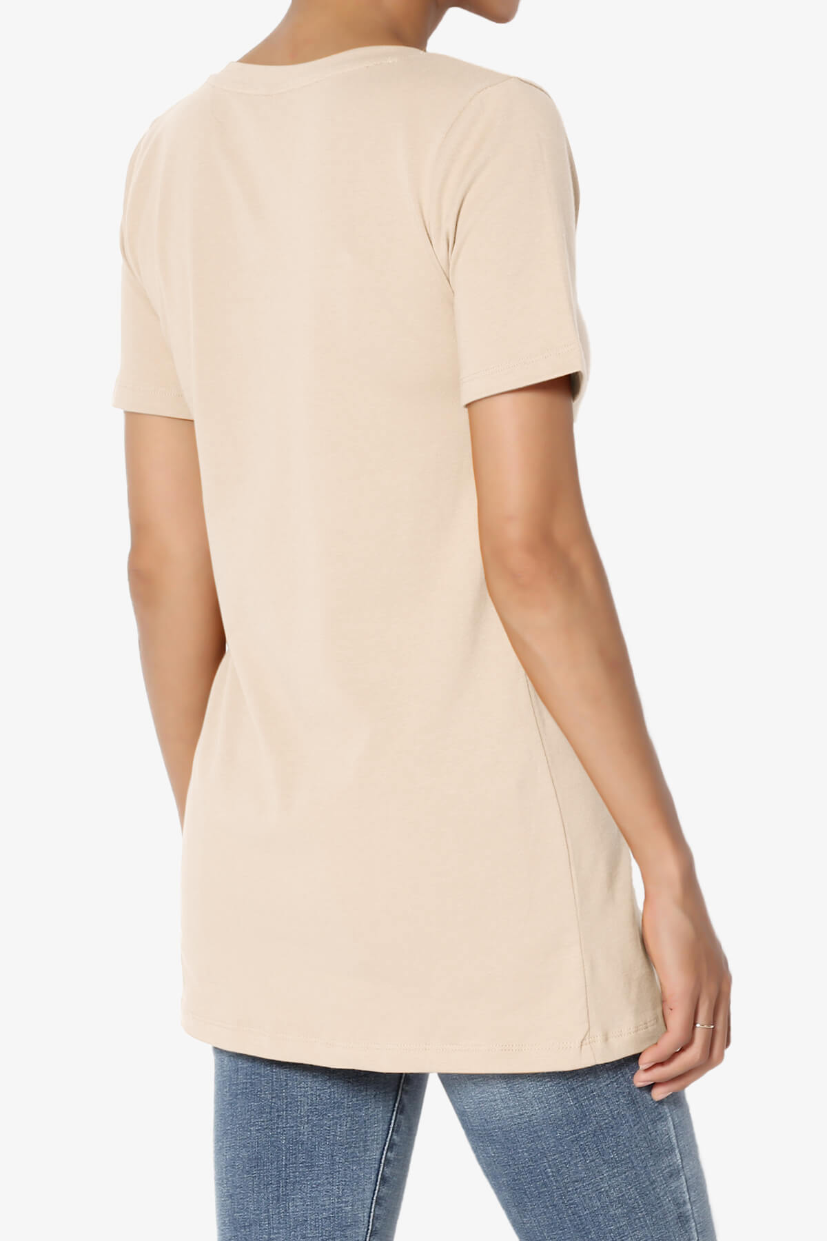 Elora V-Neck Short Sleeve T-Shirt SAND_4