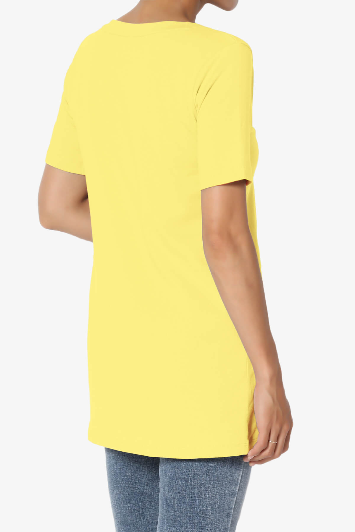 Elora V-Neck Short Sleeve T-Shirt YELLOW_4