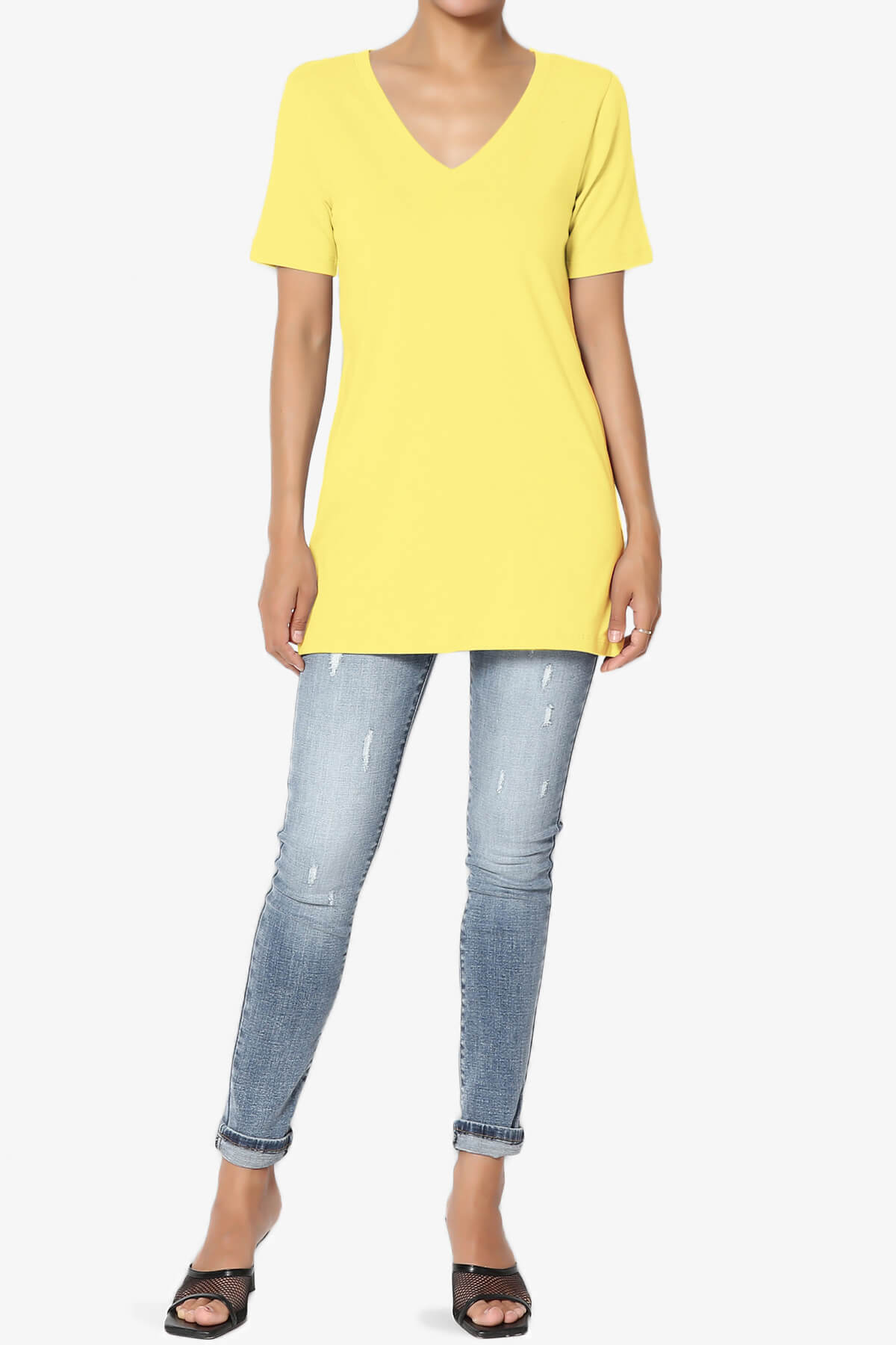Elora V-Neck Short Sleeve T-Shirt YELLOW_6