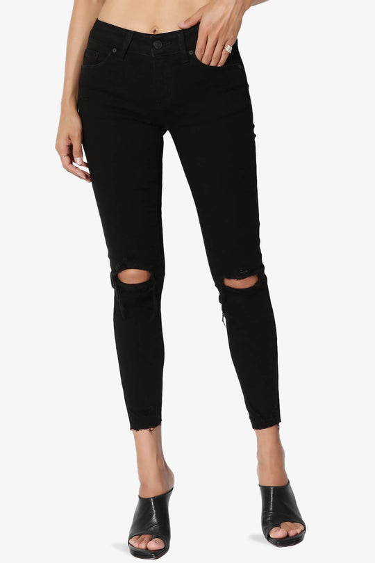 JOSIE Mid Rise Ankle Skinny Jeans in Black