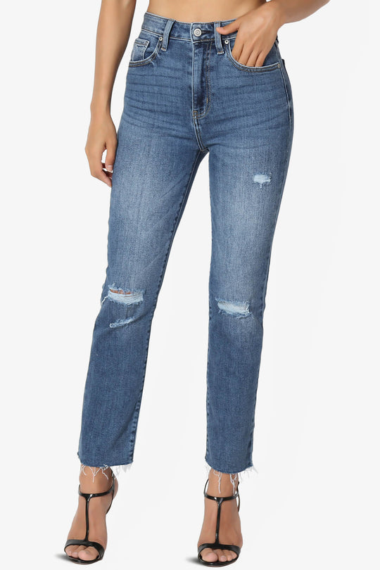 Ally High Rise Straight Crop Jeans in Uptight DK