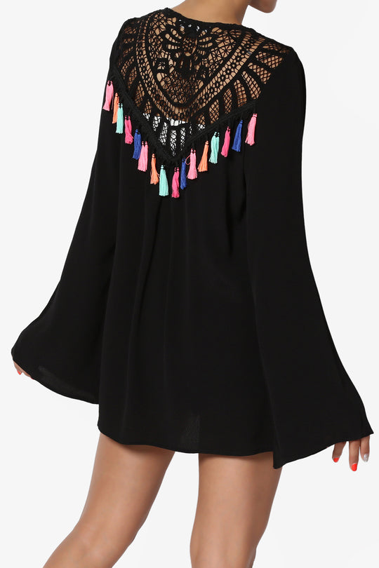 Christan Tassel Crochet Back Cardigan